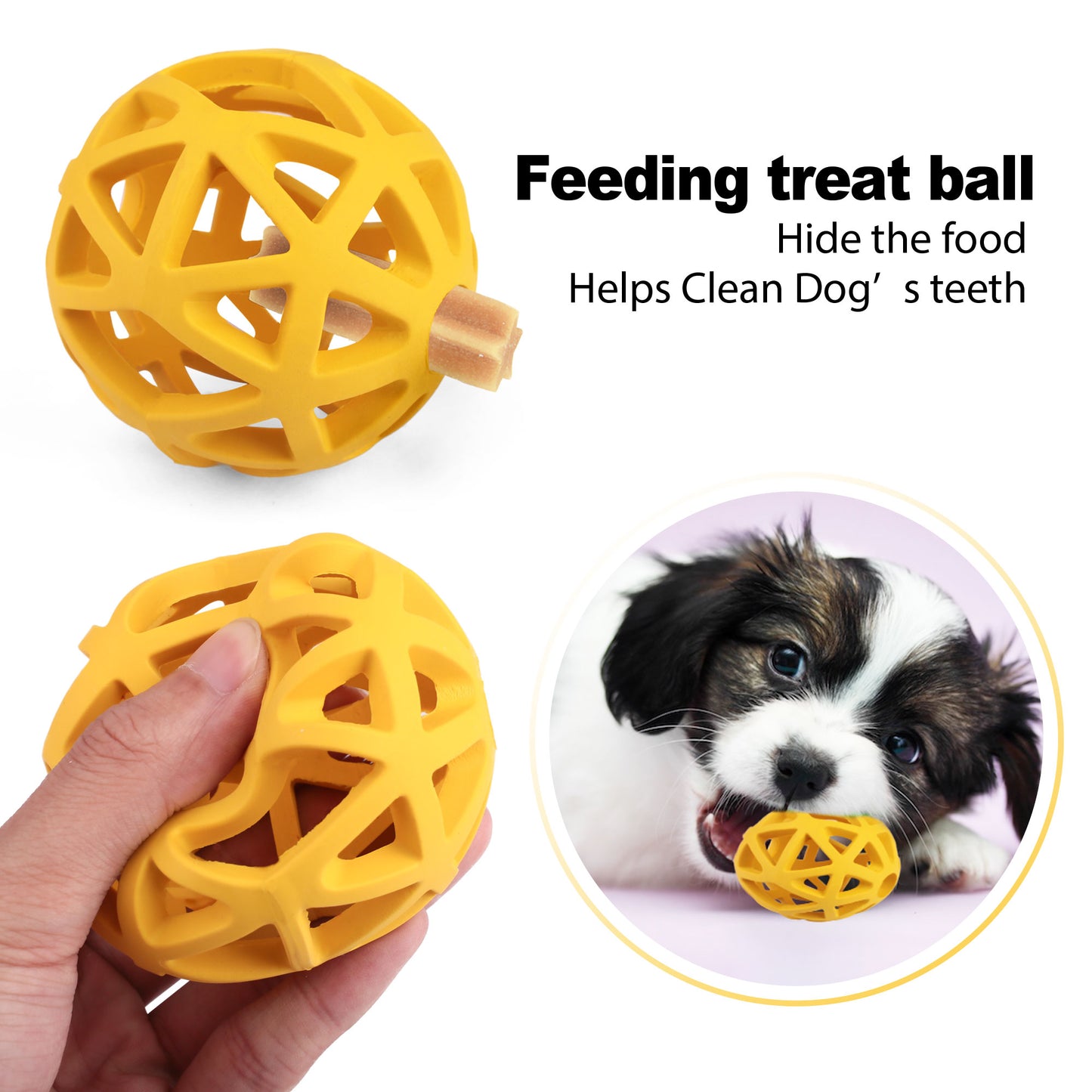 3 Pack Dog Treat Ball, Interactive Food Treat Dispensing Dog Toys, Dog Puzzle Toys for Boredom, Dog Squeaky Balls, Non-Toxic Interactive Dog Toys, Dog Teething Toys for Puppy Small Dog Training and Playing