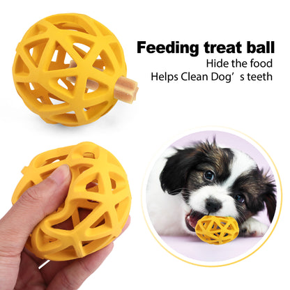 3 Pack Dog Treat Ball, Interactive Food Treat Dispensing Dog Toys, Dog Puzzle Toys for Boredom, Dog Squeaky Balls, Non-Toxic Interactive Dog Toys, Dog Teething Toys for Puppy Small Dog Training and Playing