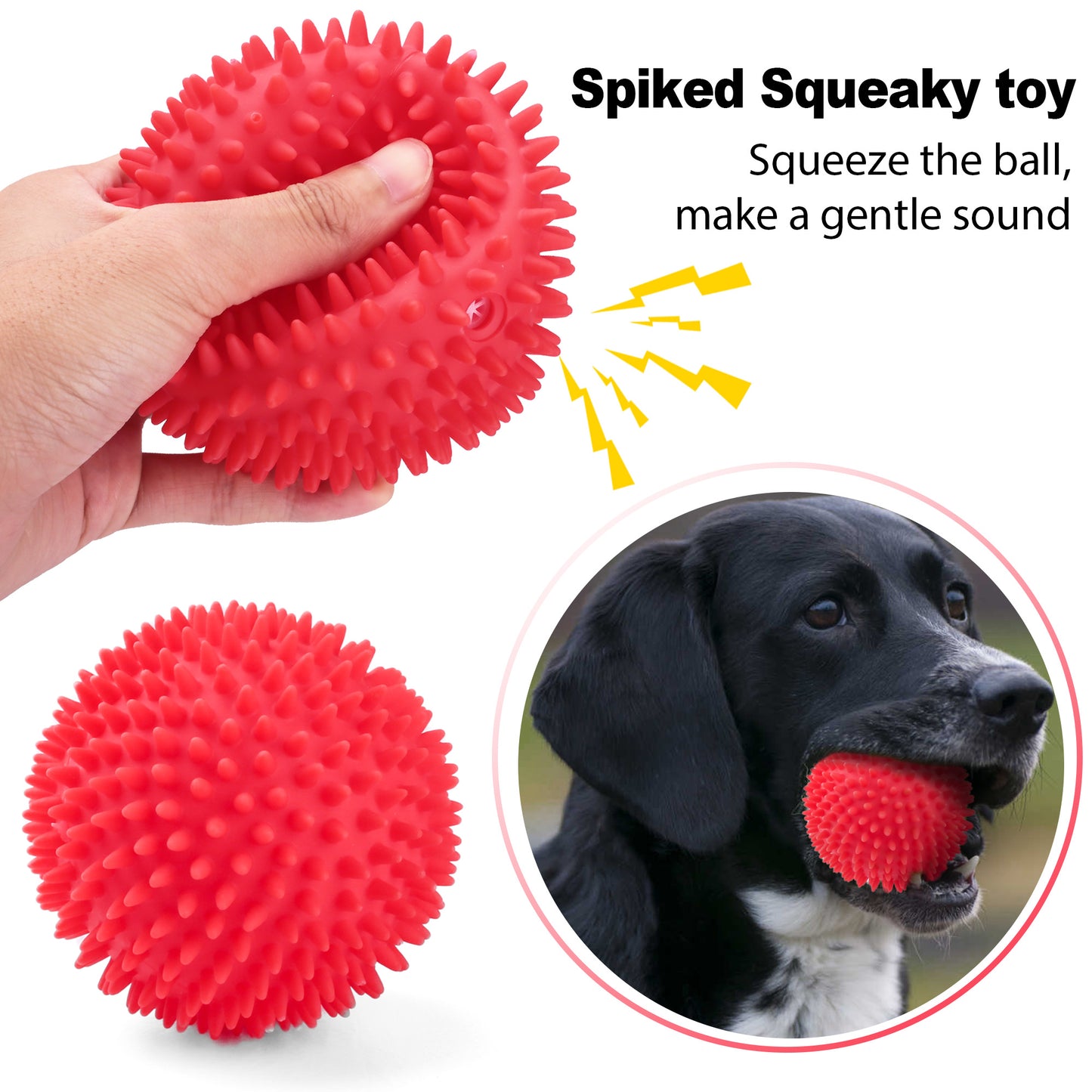 3 Pack Dog Treat Ball, Interactive Food Treat Dispensing Dog Toys, Dog Puzzle Toys for Boredom, Dog Squeaky Balls, Non-Toxic Interactive Dog Toys, Dog Teething Toys for Puppy Small Dog Training and Playing