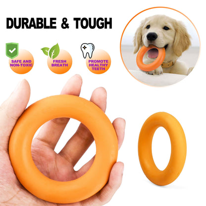 2PCS Durable Dog Toys, Dog Chew Toys for Aggressive Chewers, Indestructible Tough Dog Ball Toy and Non-Toxic Rubber Ring, Natural Rubber Pet Teeth Cleaning Toys for Small Medium Dog Playing Throwing