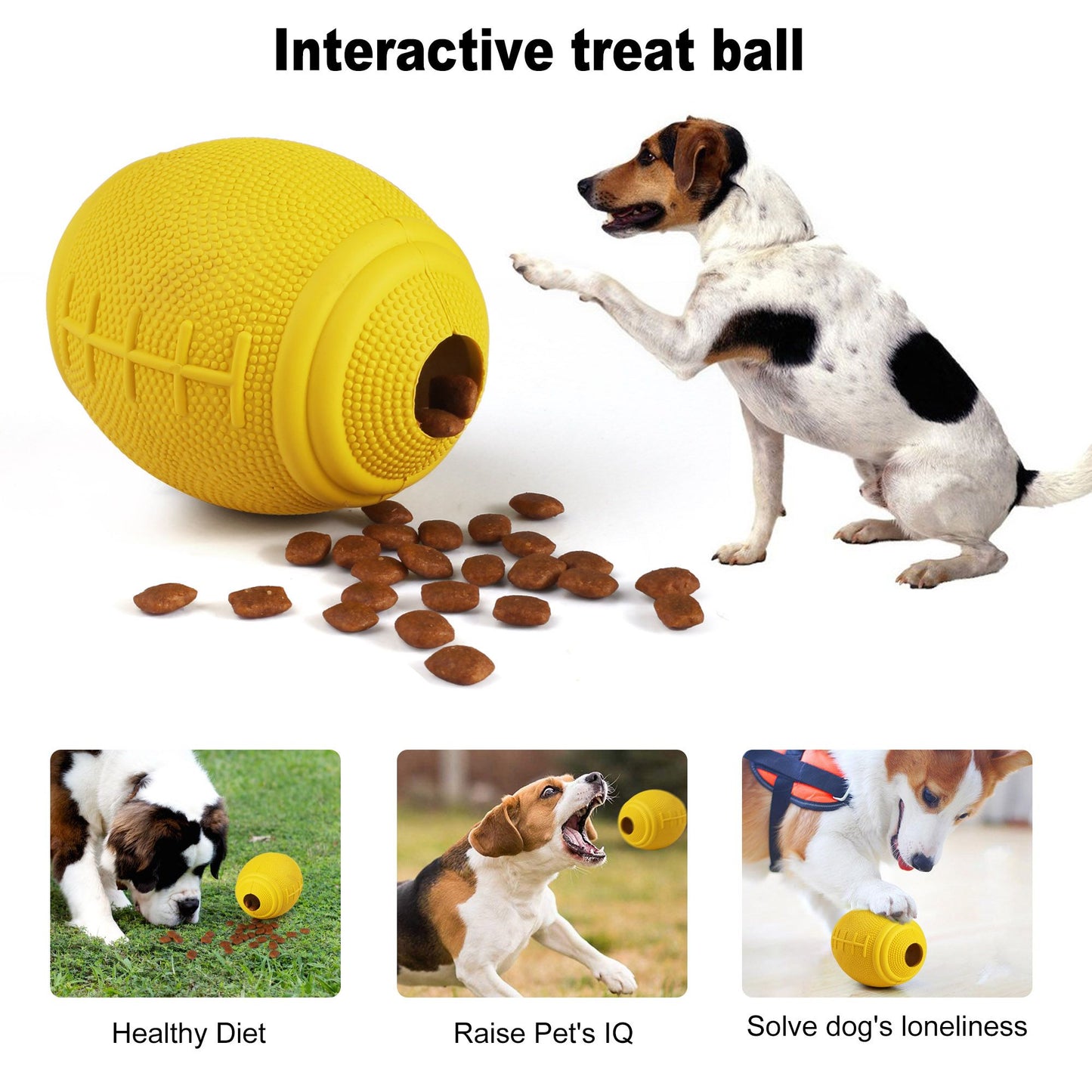 Prime Pets Dog Toys, Dog Chew Ring Toy and Interactive Food Dispensing Dog Treat Ball, Orange,Yellow
