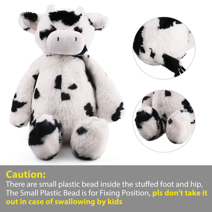 LotFancy Cow Stuffed Animals, 16 inch Tubbie Wubbie Soft Plush Cow for Babies, Farm Animal Toy Birthday for Boys Girls, White and Black, Kids Room Decoration PMT