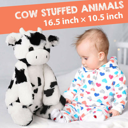 LotFancy Cow Stuffed Animals, 16 inch Tubbie Wubbie Soft Plush Cow for Babies, Farm Animal Toy Birthday for Boys Girls, White and Black, Kids Room Decoration PMT