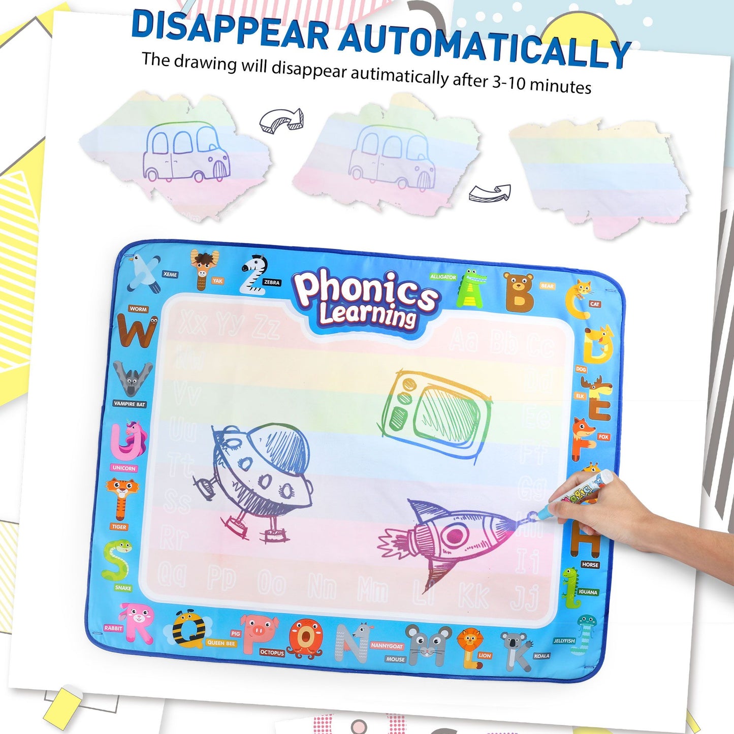 LotFancy Aqua Magic Drawing Mat, Extra Large Water Drawing Mat, Kids Painting Writing Doodle Board Toy, No Mess Educational Toys Gift for Girls Toddlers Age 5 6 7 8 9 Year-Old
