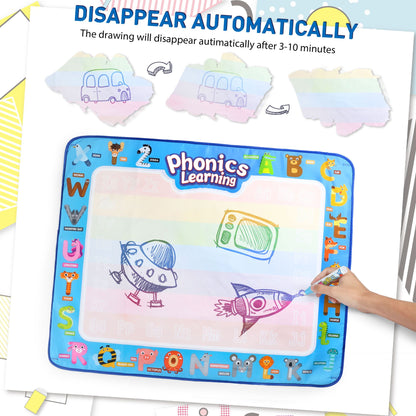 LotFancy Aqua Magic Drawing Mat, Extra Large Water Drawing Mat, Kids Painting Writing Doodle Board Toy, No Mess Educational Toys Gift for Girls Toddlers Age 5 6 7 8 9 Year-Old