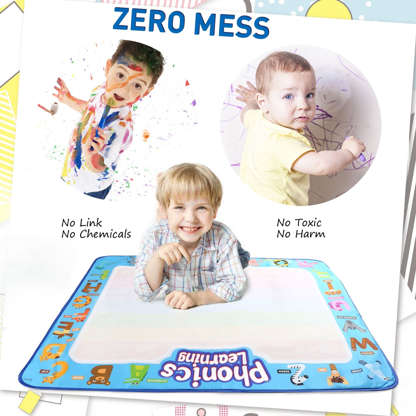 LotFancy Aqua Magic Drawing Mat, Extra Large Water Drawing Mat, Kids Painting Writing Doodle Board Toy, No Mess Educational Toys Gift for Girls Toddlers Age 5 6 7 8 9 Year-Old