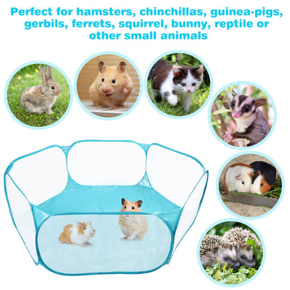 Prime Pets Small Animal Playpen, Pet Playpen Hamster Cage Indoor Pop Open Exercise Fence
