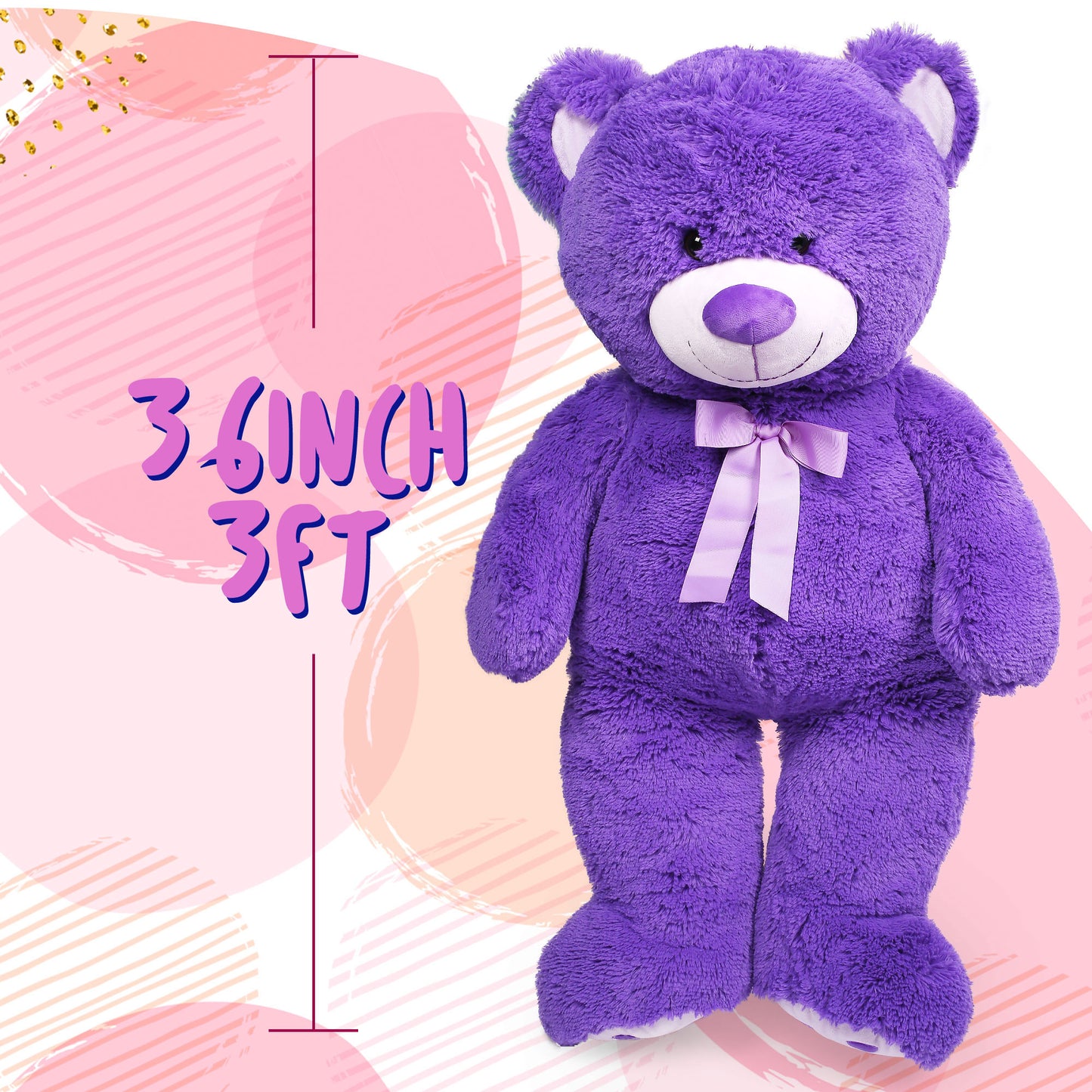 LotFancy Giant Teddy Bear Stuffed Animal, Gift for Girls Girlfriend Wife, Purple, 39"