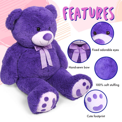 LotFancy Giant Teddy Bear Stuffed Animal, Gift for Girls Girlfriend Wife, Purple, 39"