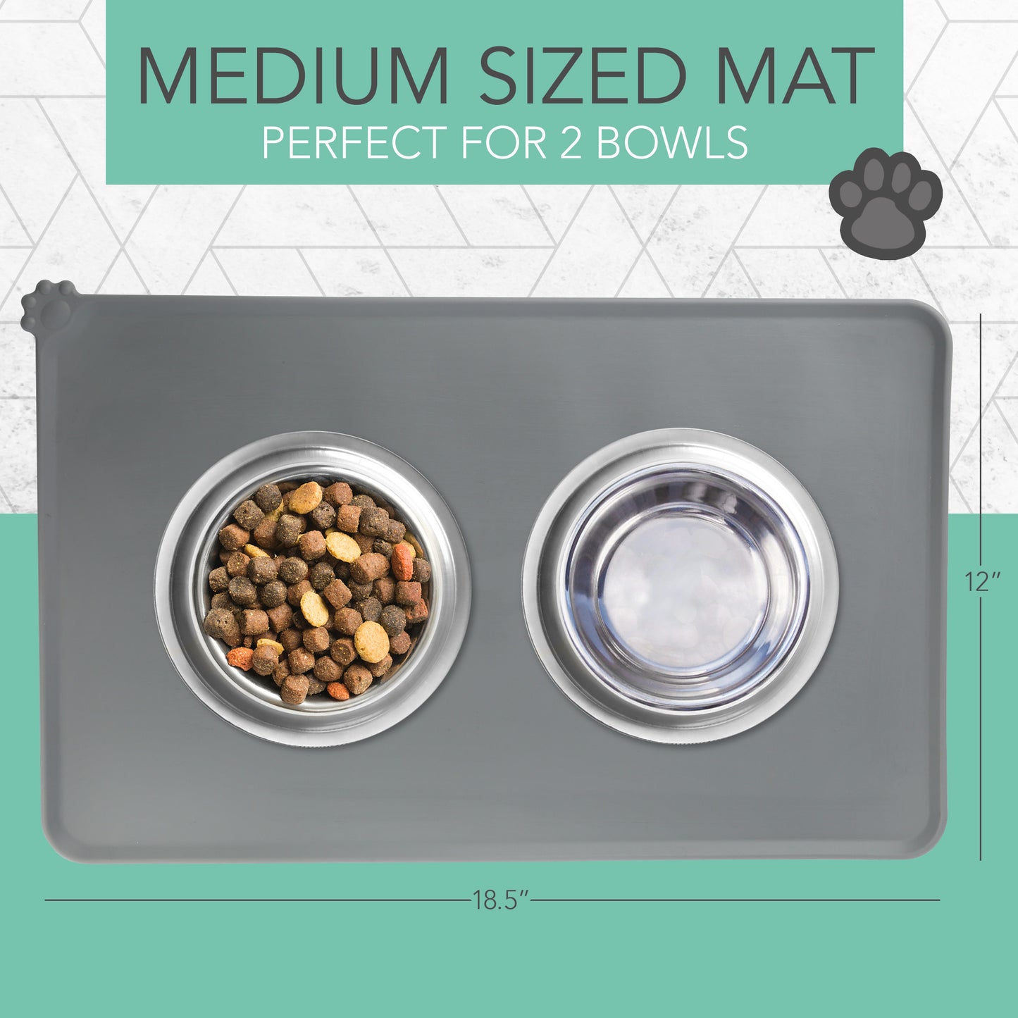 Prime Pets Silicone Dog Food Mat, Pet Placemat for Dogs and Cats, Waterproof, 18.5x12 in