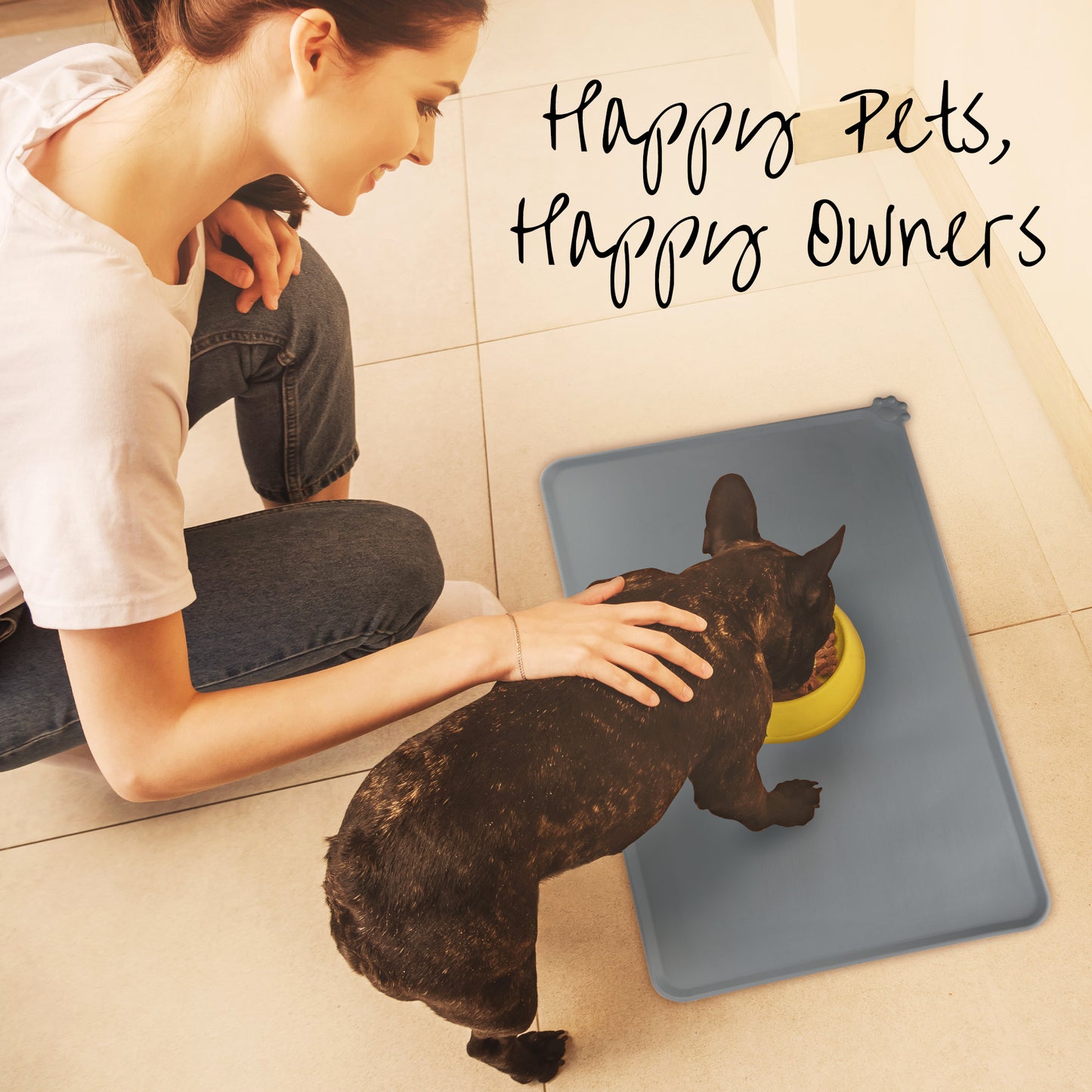 Prime Pets Silicone Dog Food Mat, Pet Placemat for Dogs and Cats, Waterproof, 18.5x12 in