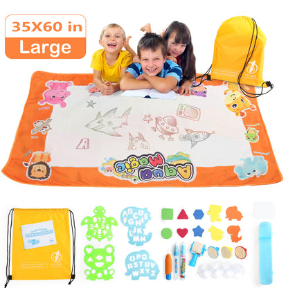 LotFancy Aqua Magic Drawing Mat, Extra Large Water Drawing Mat, Kids Painting Writing Doodle Board Toy, No Mess Educational Toys Gift for Girls Toddlers Age 5 6 7 8 9 Year-Old