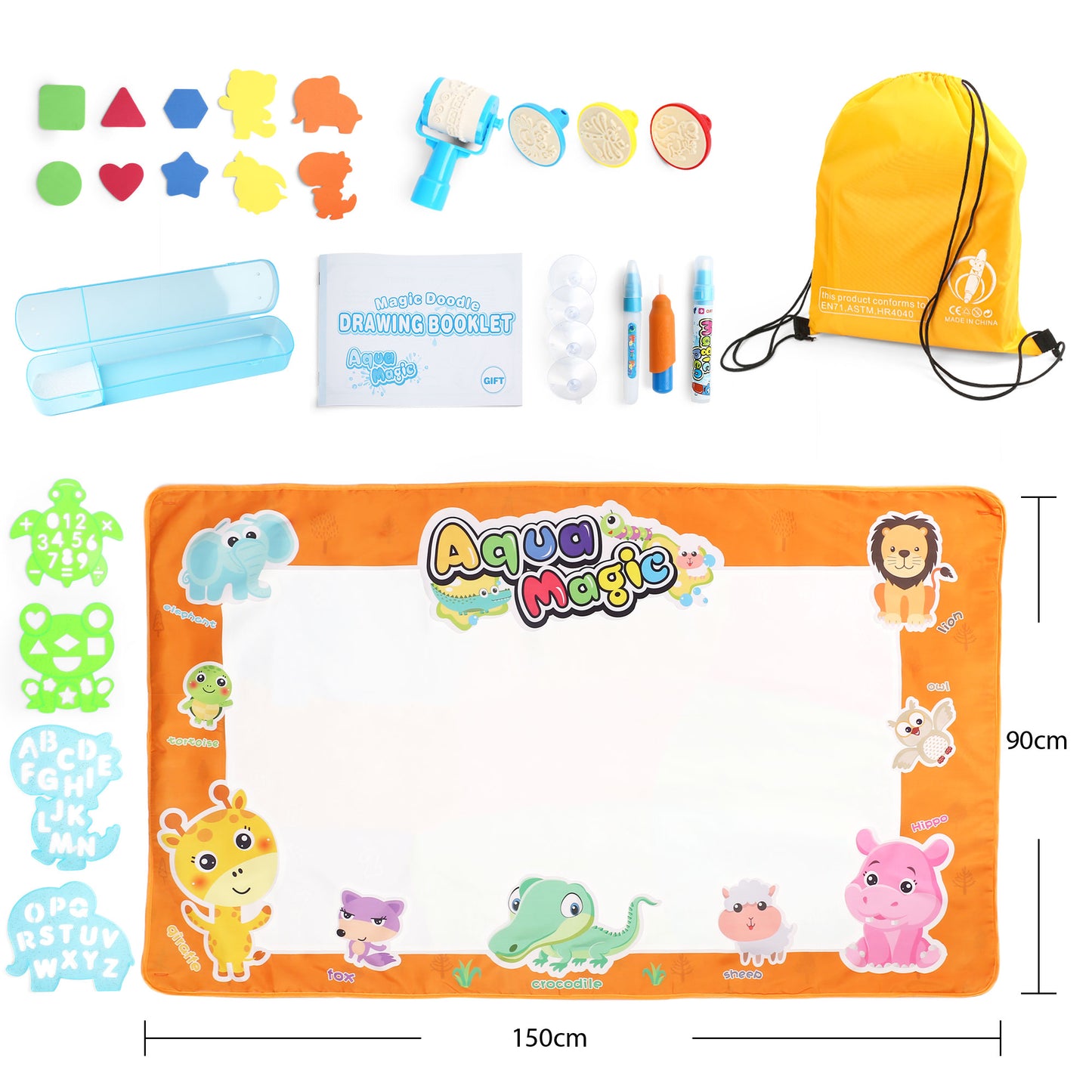 LotFancy Aqua Magic Drawing Mat, Extra Large Water Drawing Mat, Kids Painting Writing Doodle Board Toy, No Mess Educational Toys Gift for Girls Toddlers Age 5 6 7 8 9 Year-Old