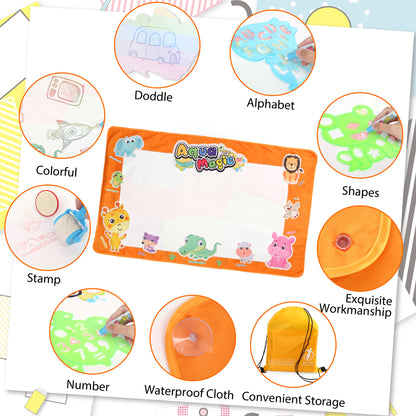LotFancy Aqua Magic Drawing Mat, Extra Large Water Drawing Mat, Kids Painting Writing Doodle Board Toy, No Mess Educational Toys Gift for Girls Toddlers Age 5 6 7 8 9 Year-Old