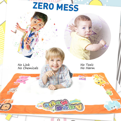 LotFancy Aqua Magic Drawing Mat, Extra Large Water Drawing Mat, Kids Painting Writing Doodle Board Toy, No Mess Educational Toys Gift for Girls Toddlers Age 5 6 7 8 9 Year-Old
