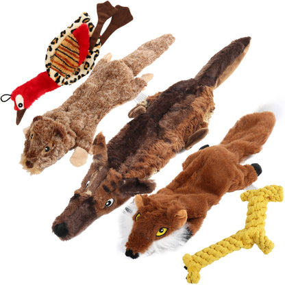 LotFancy 5 Dog Squeaky Toys for Small Dog, No Stuffing