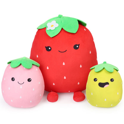 LotFancy Cute Strawberry Plush Pillow, Squishy Stuffed Animal Plushie Doll Gift for Kids Girls Boys
