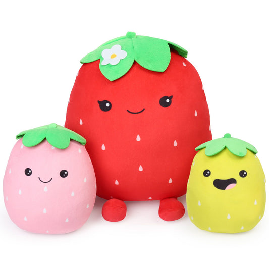 LotFancy Cute Strawberry Plush Pillow, Squishy Stuffed Animal Plushie Doll Gift for Kids Girls Boys