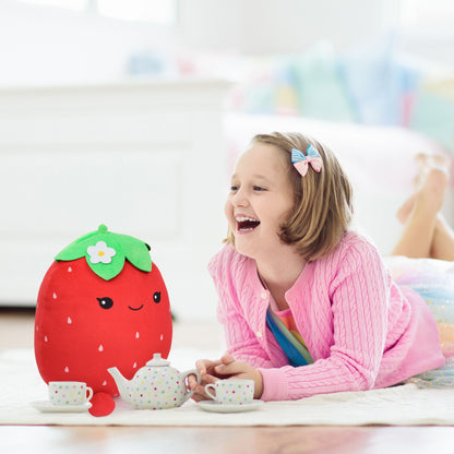 LotFancy Cute Strawberry Plush Pillow, Squishy Stuffed Animal Plushie Doll Gift for Kids Girls Boys
