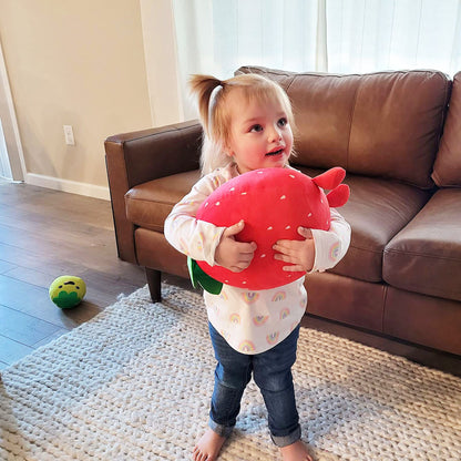 LotFancy Cute Strawberry Plush Pillow, Squishy Stuffed Animal Plushie Doll Gift for Kids Girls Boys