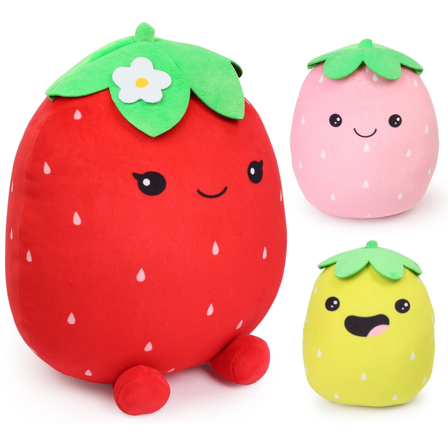 LotFancy Cute Strawberry Plush Pillow, Squishy Stuffed Animal Plushie Doll Gift for Kids Girls Boys