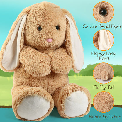 BenBen 3FT Bunny Stuffed Animal, Large Soft Rabbit Plush Toy, Lop-Eared Brown Bunny Plushie