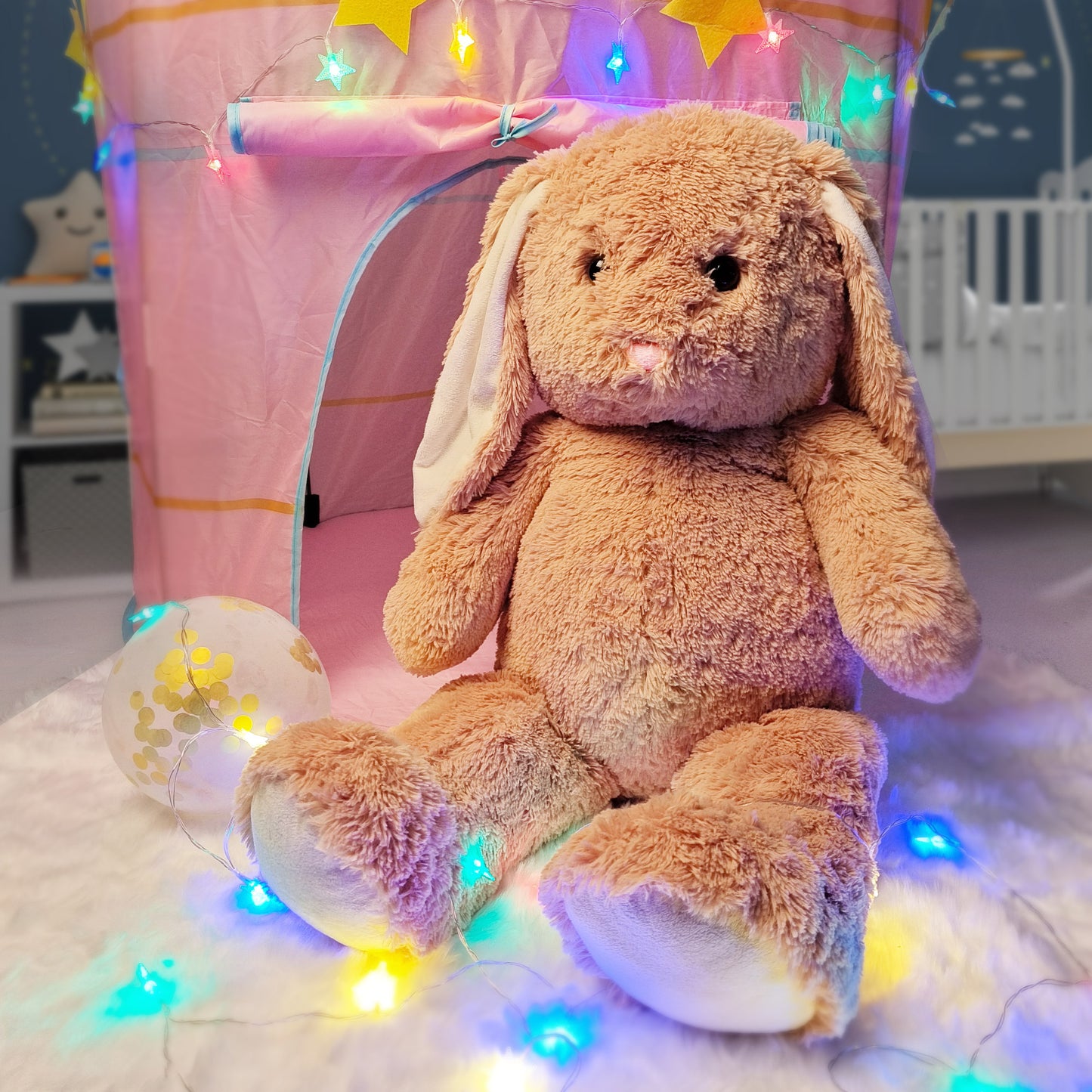 BenBen 3FT Bunny Stuffed Animal, Large Soft Rabbit Plush Toy, Lop-Eared Brown Bunny Plushie
