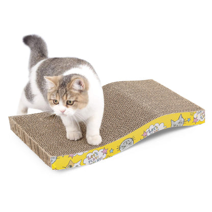 Prime Pets Cat Scratchers Cardboard, S Shape Cat Scratch Pad, Cat Scratching, Corrugated Board Reversible with Catnip for Indoor Cats