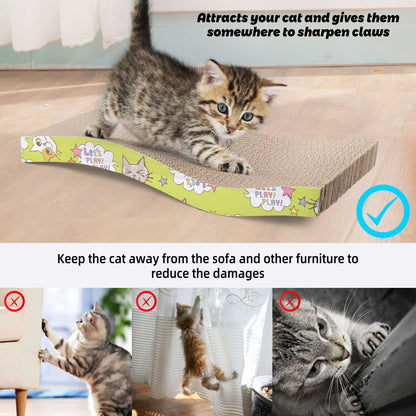 Prime Pets Cat Scratchers Cardboard, S Shape Cat Scratch Pad, Cat Scratching, Corrugated Board Reversible with Catnip for Indoor Cats