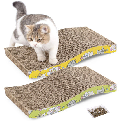 Prime Pets 2 Cardboard Cat Scratchers, Reversible Cat Scratch Pad with Catnip