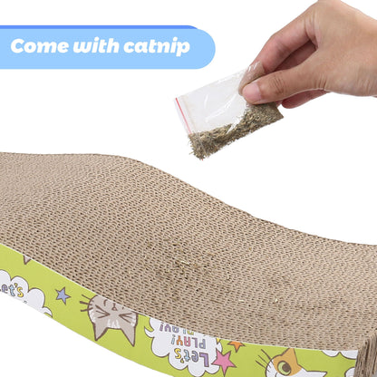 Prime Pets Cat Scratchers Cardboard, S Shape Cat Scratch Pad, Cat Scratching, Corrugated Board Reversible with Catnip for Indoor Cats