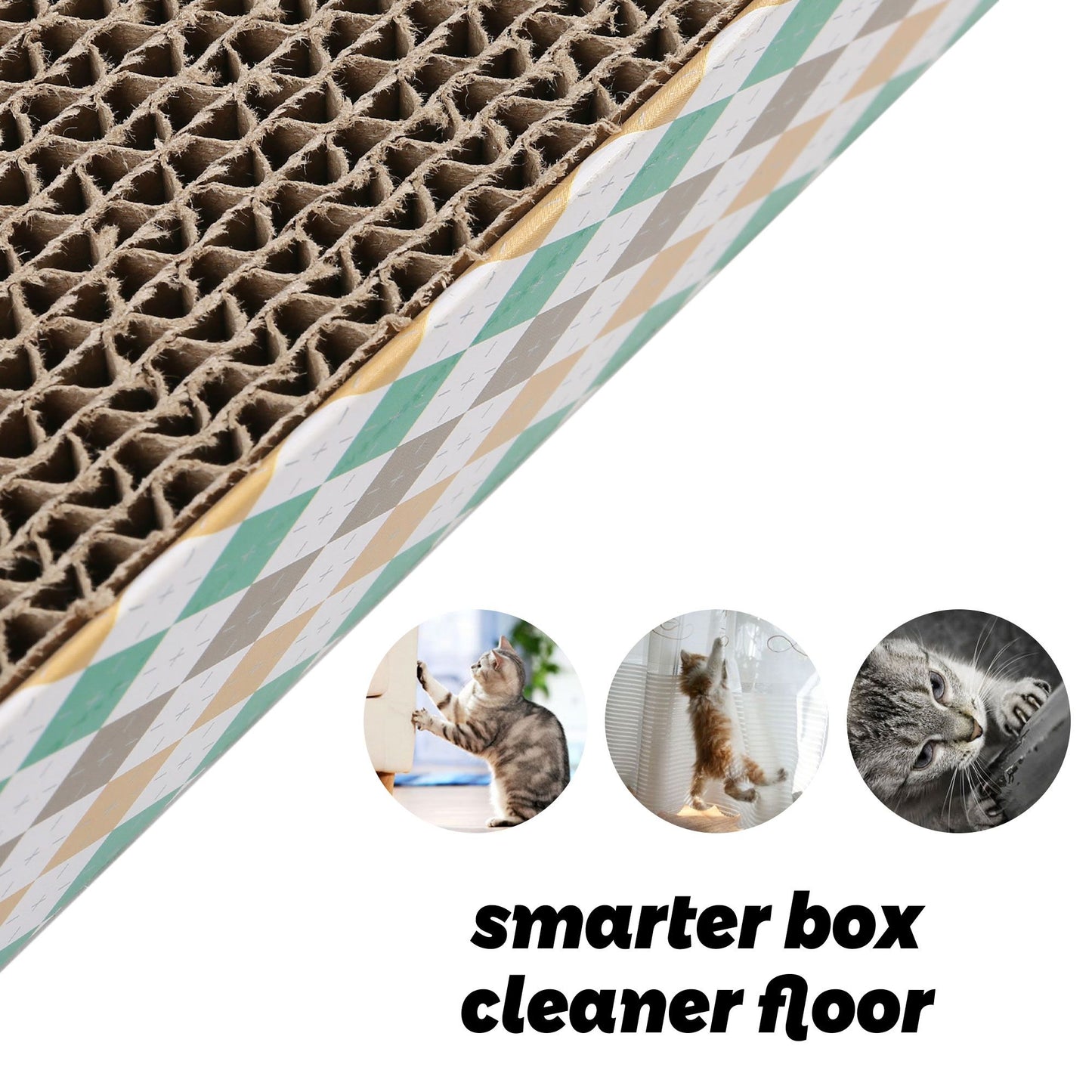 Prime Pets XL Wide Cat Scratcher with Catnip,3 Pack Reversible Cat Scratch Pad with Box