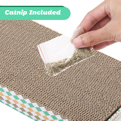 Prime Pets XL Wide Cat Scratcher with Catnip,3 Pack Reversible Cat Scratch Pad with Box