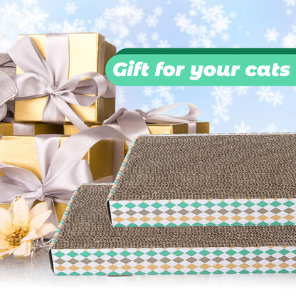 Prime Pets XL Wide Cat Scratcher with Catnip,3 Pack Reversible Cat Scratch Pad with Box