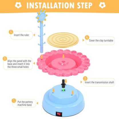 LotFancy Pottery Wheel for Kids 8 and Up, Air Dry Sculpting Clay and Craft Paint Toy Kit, Ceramic Machine for Beginners
