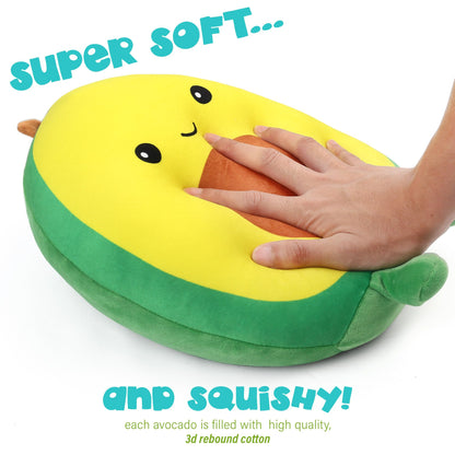 LotFancy Avocado Plush Pillow, Cute Squishy Stuffed Animal Plushie Doll Gift for Kids Girls Boys