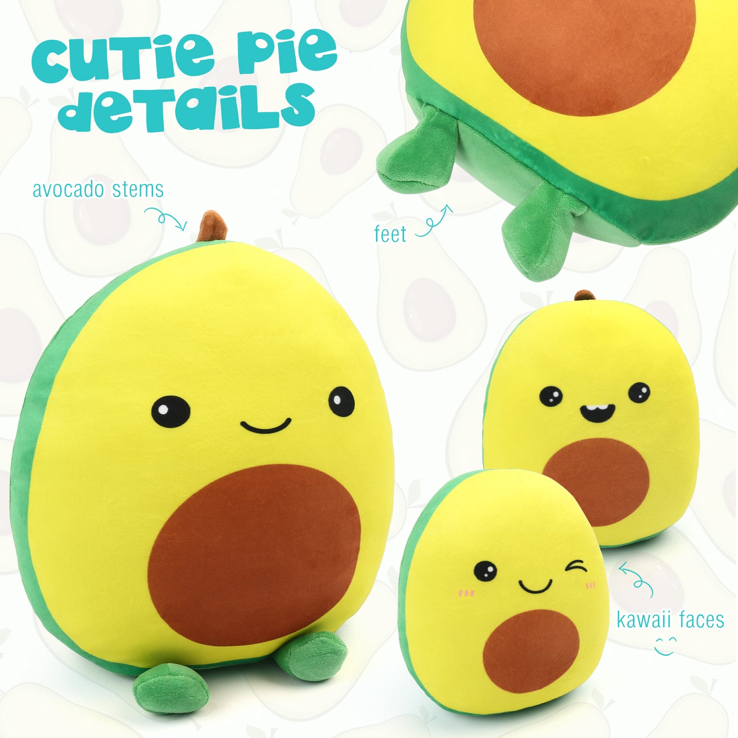 LotFancy Avocado Plush Pillow, Cute Squishy Stuffed Animal Plushie Doll Gift for Kids Girls Boys