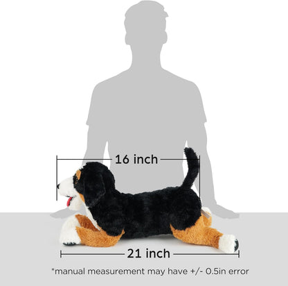 LotFancy 27 in Dog Stuffed Animal, Large Retriever Plush Toy Gift, Black, Brown and White