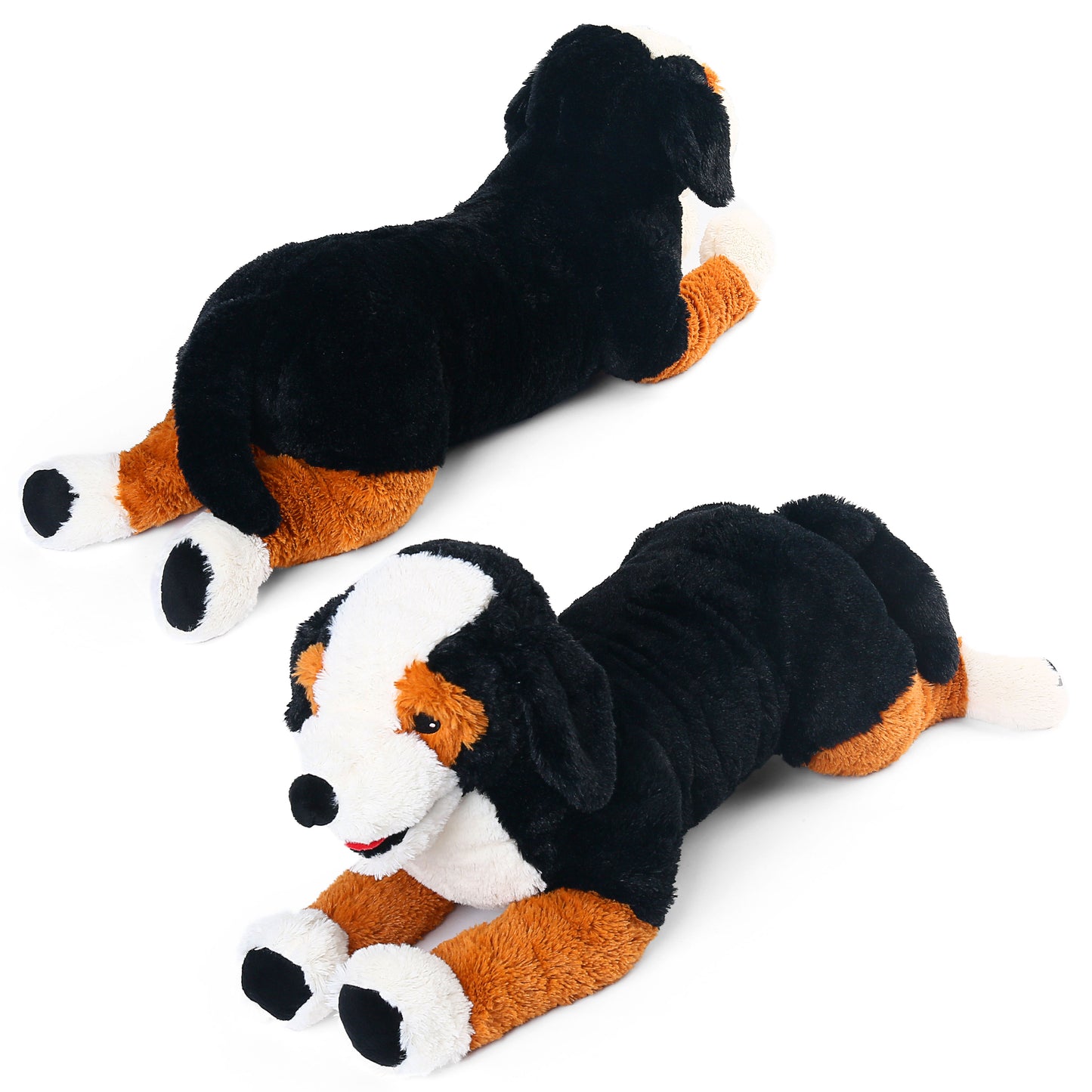 LotFancy 27 in Dog Stuffed Animal, Large Retriever Plush Toy Gift, Black, Brown and White