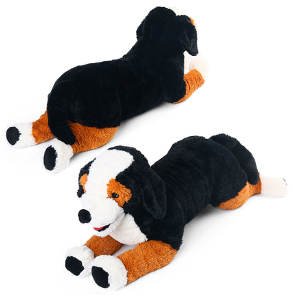 LotFancy 27 in Dog Stuffed Animal, Large Retriever Plush Toy Gift, Black, Brown and White