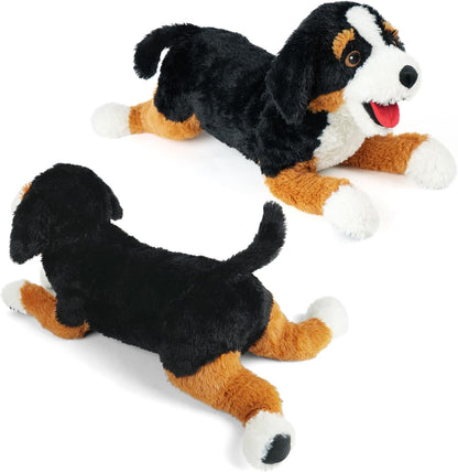 LotFancy 27 in Dog Stuffed Animal, Large Retriever Plush Toy Gift, Black, Brown and White