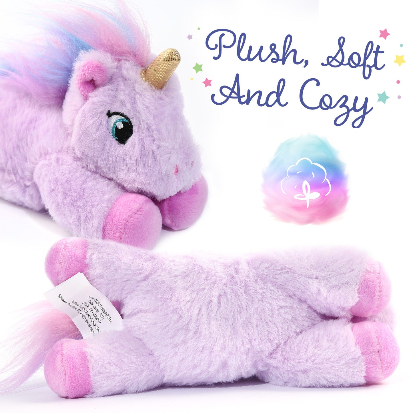 BenBen Unicorn Stuffed Animal 7", Set of 2, Purple and White, Small Unicorn Plush Toy Gifts for Baby Girls Boys