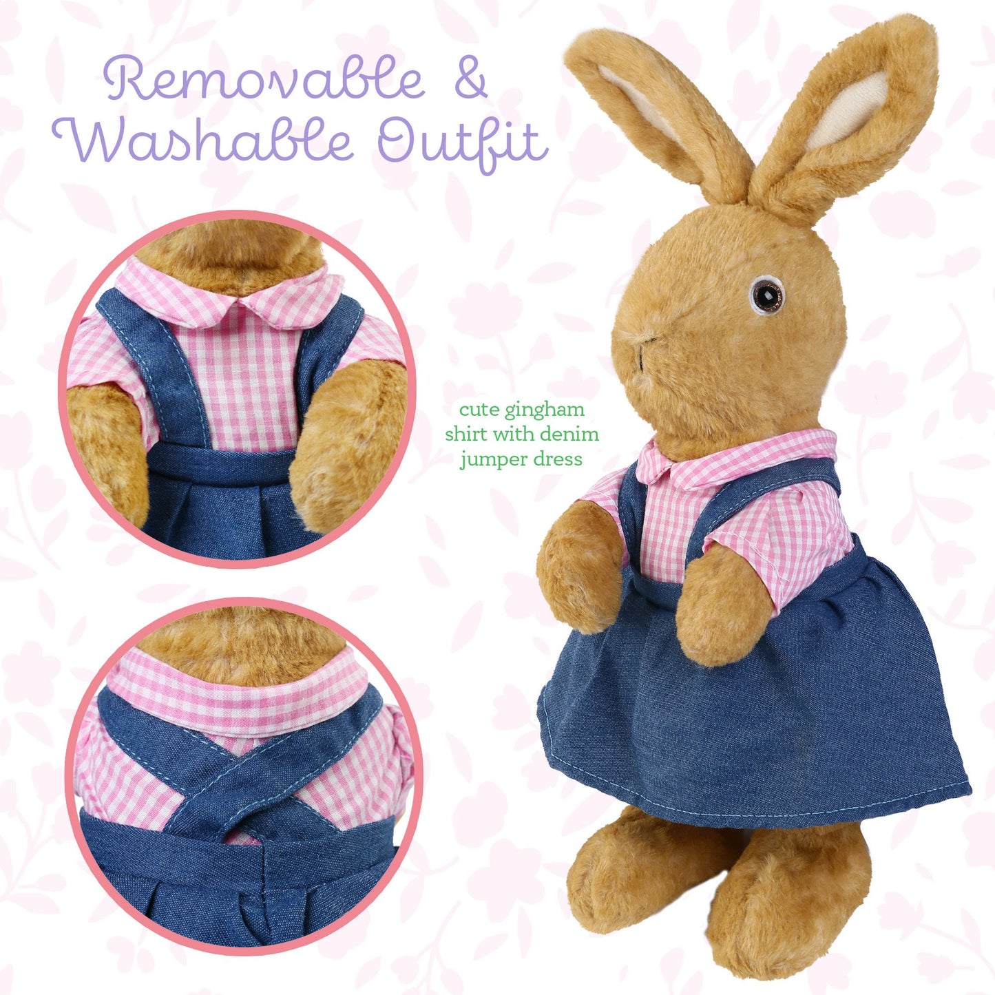 LotFancy Bunny Stuffed Animal, 12" Peter Rabbit Plush Toy for Home Decor, Gift for Kids, Boys