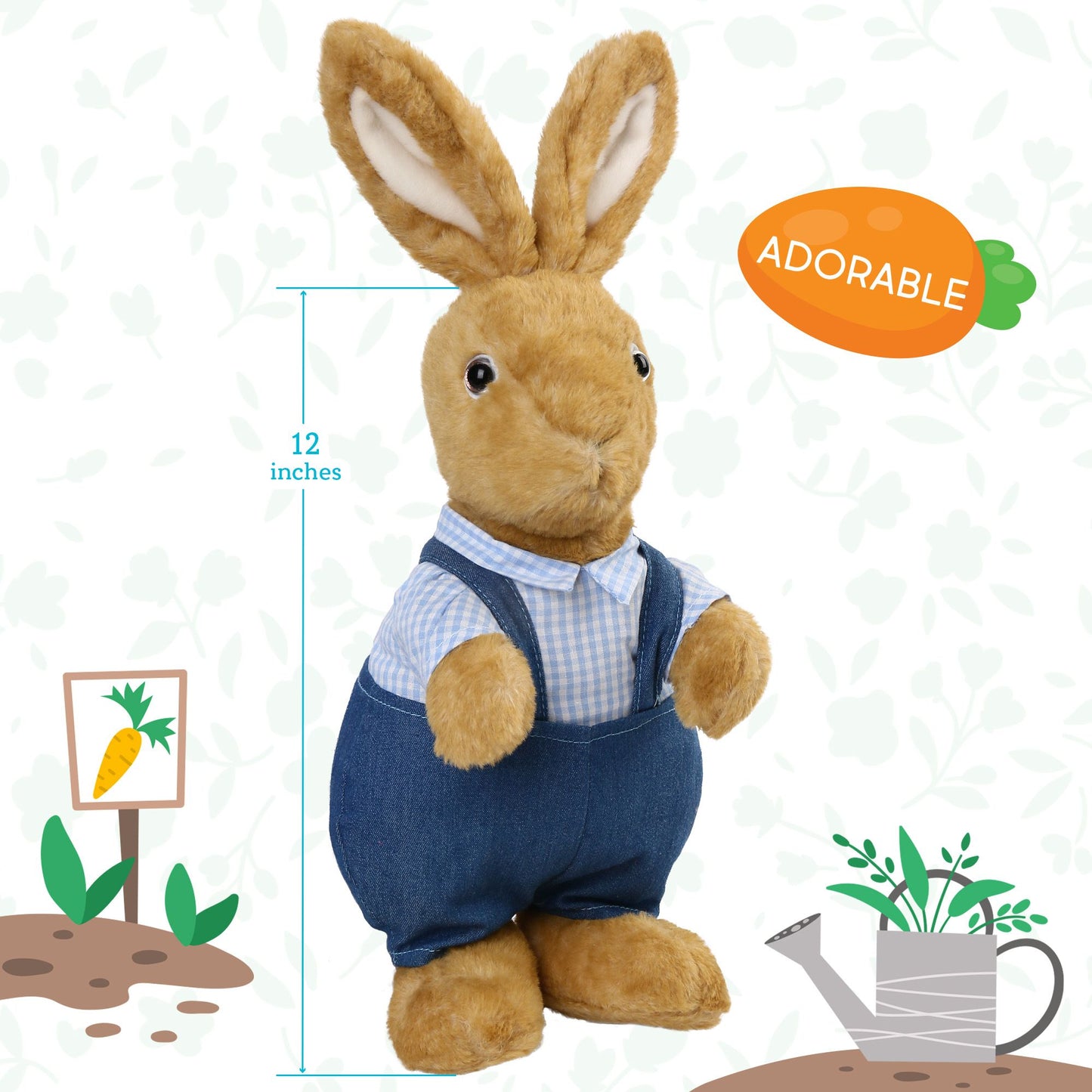 LotFancy Bunny Stuffed Animal, 12" Peter Rabbit Plush Toy for Home Decor, Gift for Kids, Boys