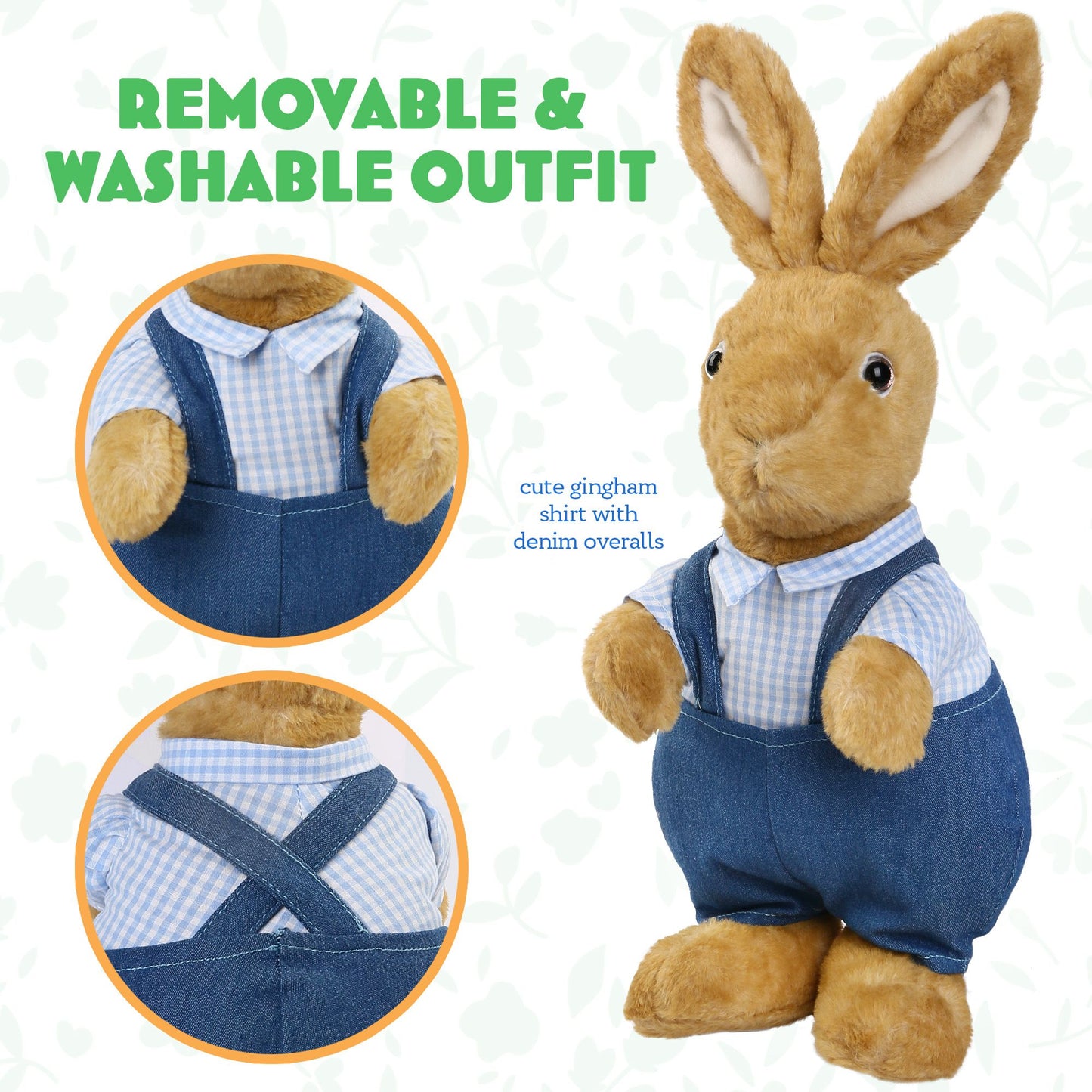LotFancy Bunny Stuffed Animal, 12" Peter Rabbit Plush Toy for Home Decor, Gift for Kids, Boys