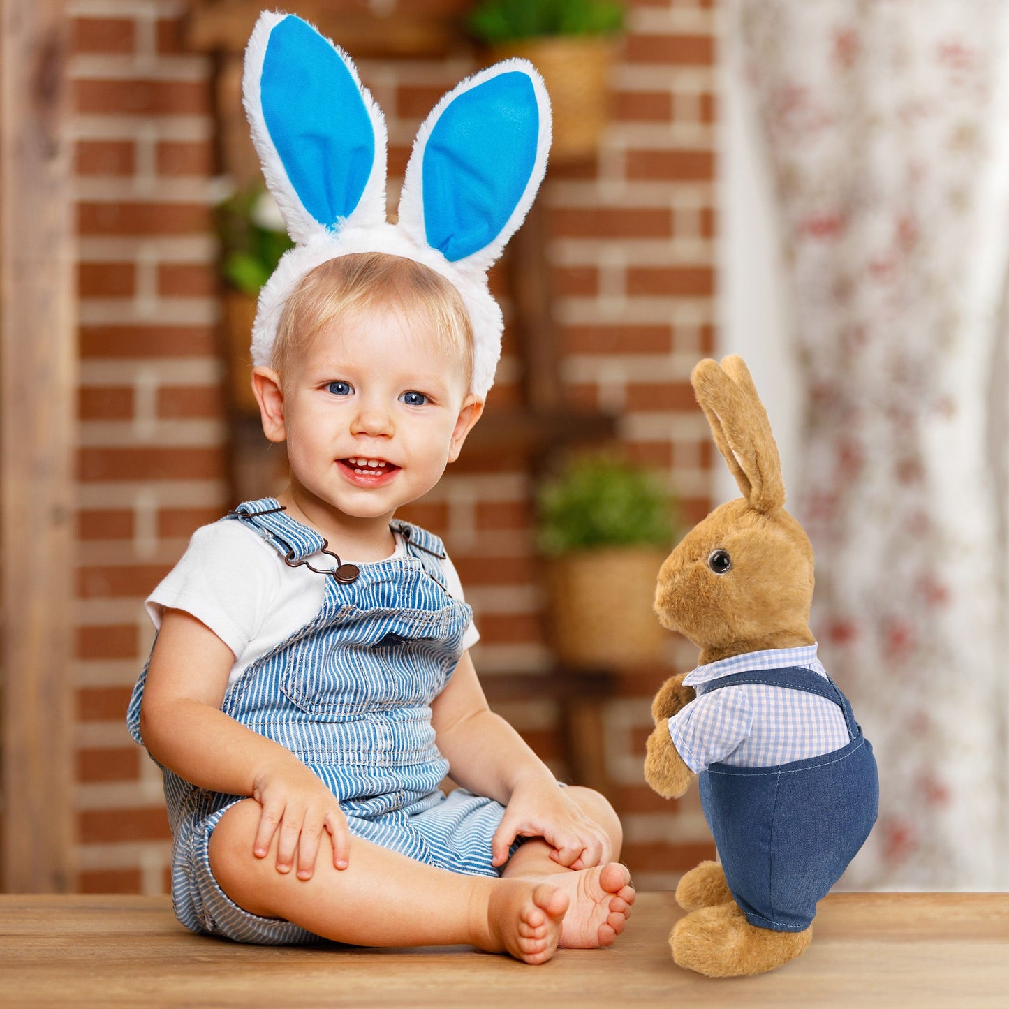 LotFancy Bunny Stuffed Animal, 12" Peter Rabbit Plush Toy for Home Decor, Gift for Kids, Boys