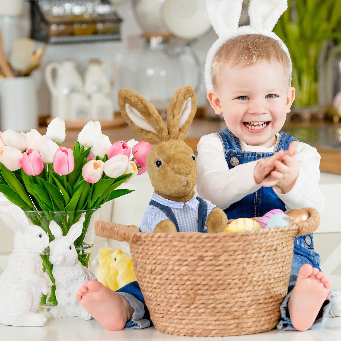 LotFancy Bunny Stuffed Animal, 12" Peter Rabbit Plush Toy for Home Decor, Gift for Kids, Boys