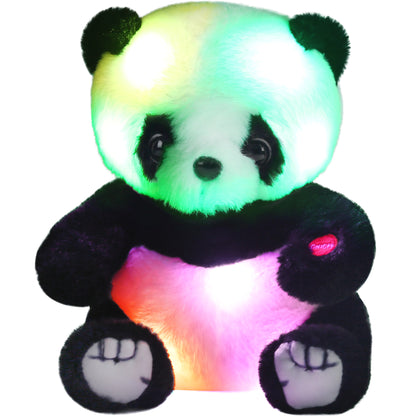 LotFancy Panda Stuffed Animal, 8 in Panda Bear Plush Toy with LED Light, Gift for Girls, Boys, Kids