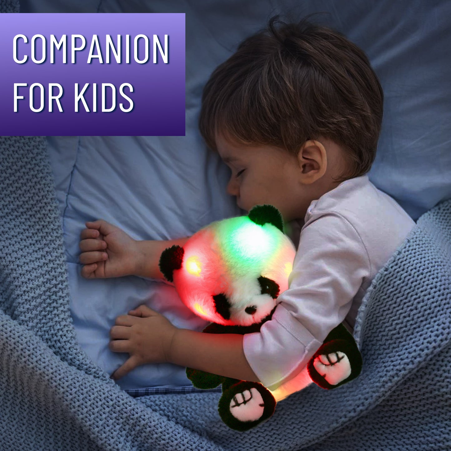 LotFancy Panda Stuffed Animal, 8 in Panda Bear Plush Toy with LED Light, Gift for Girls, Boys, Kids