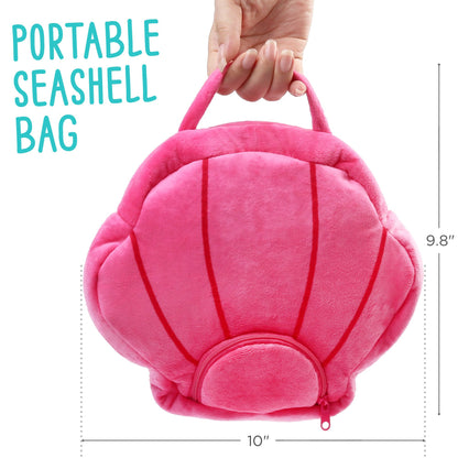 LotFancy Ocean Stuffed Animal, 5 Small Sea Creature Plush Toys & Shell Carrying Bag for Kids, Girls WMT